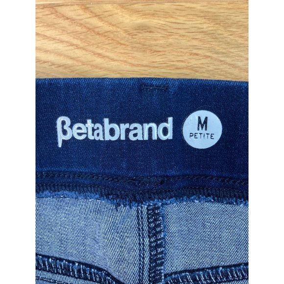 *Betabrand Dark Wash Elastic Waistband Pull On Womens PM Straight Leg Yoga Jeans - Picture 3 of 5